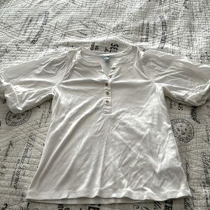 Of Navy mixed media blouse